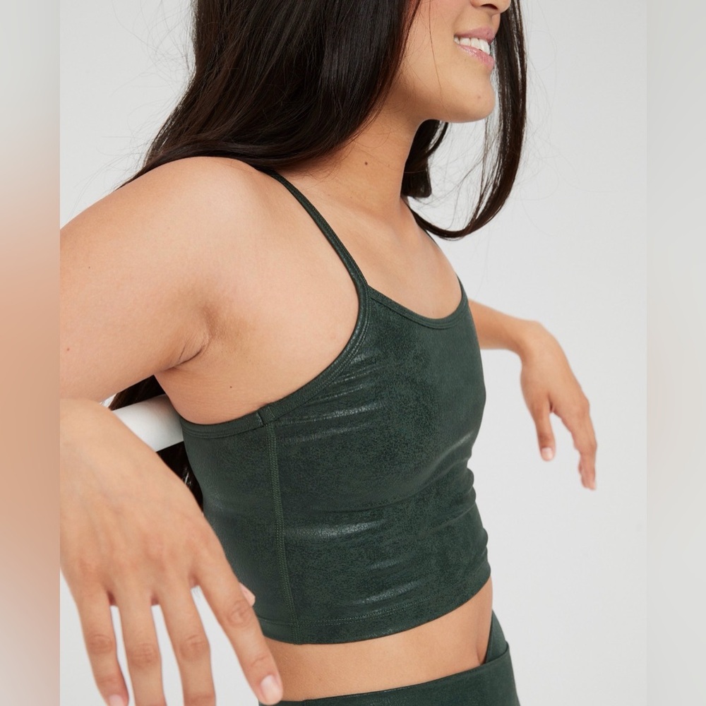 OFFLINE by Aerie The Hugger Faux Leather Sports Bra/ Crop Top